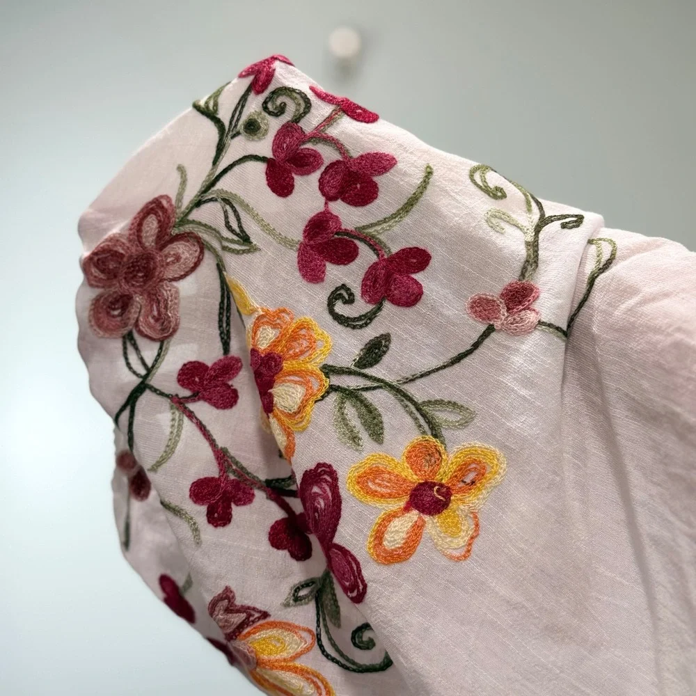 NYCC New York Clothing Co White Embroidered Floral Peasant‎ Blouse 3X Boho Top